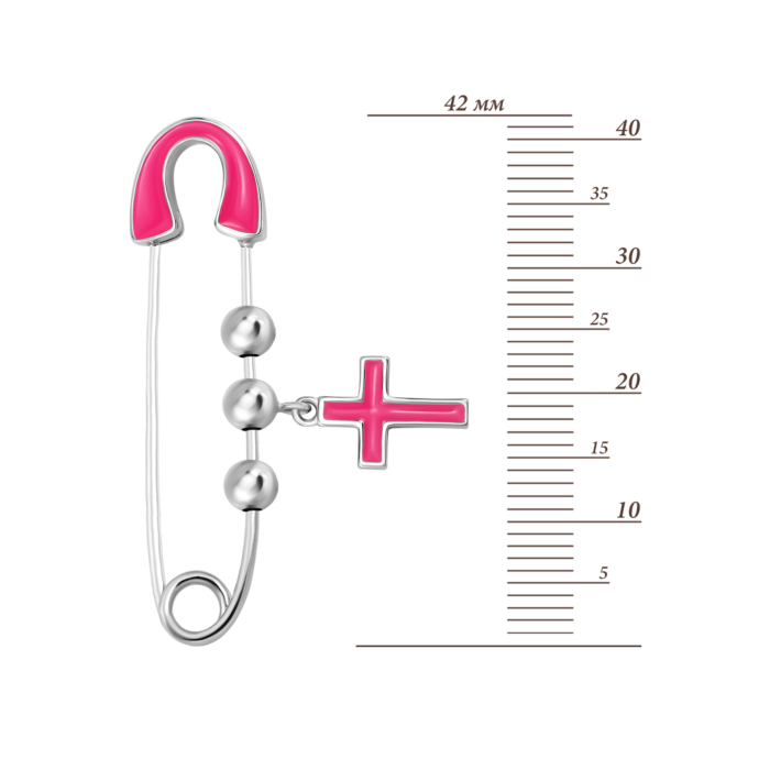 Срібна булавка Хрестик з емаллю. Артикул UG5SZDX00290