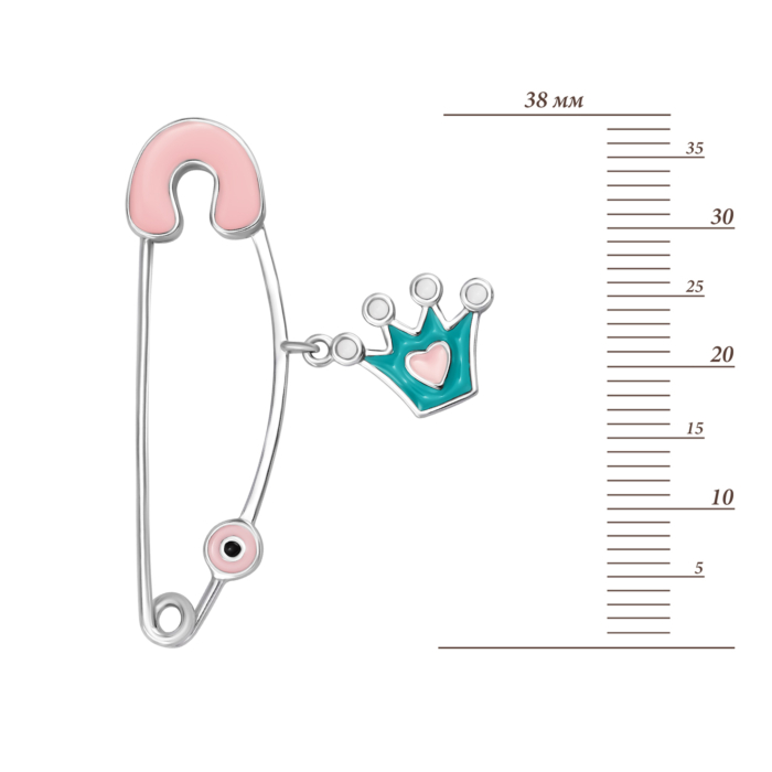 Срібна булавка Корона з емаллю. Артикул UG5SZDX00377