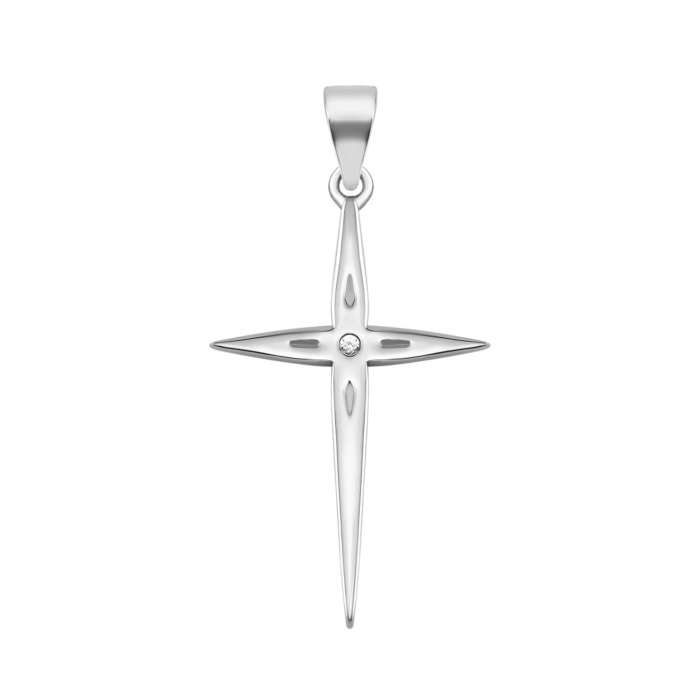 Срібний хрестик з фіанітом. Артикул UG5SZSE08233 під