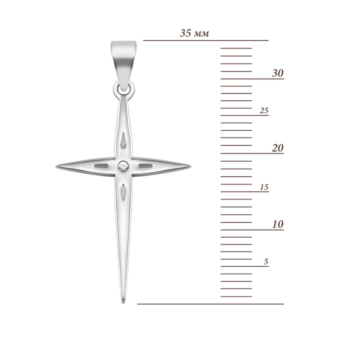 Срібний хрестик з фіанітом. Артикул UG5SZSE08233 під