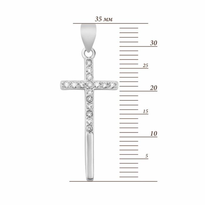 Срібний хрестик з фіанітами. Артикул UG5SZSE08262