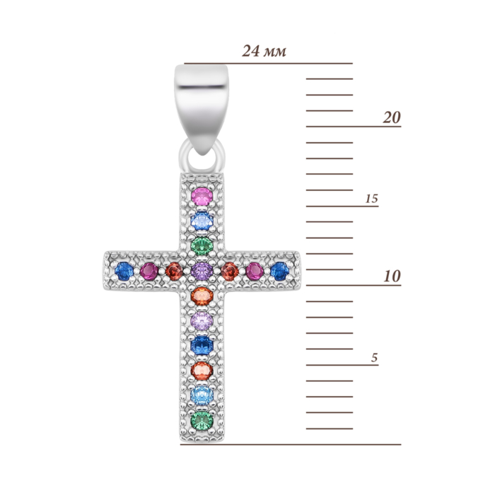 Срібна підвіска Хрестик з фіанітами. Артикул UG5SZSE08370 під