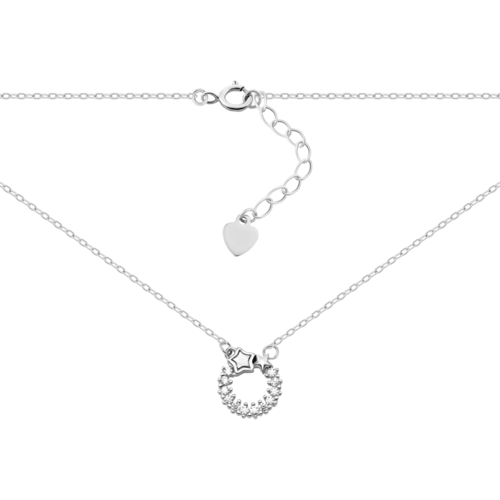 Серебряное колье с перламутром и фианитами. Артикул UG5TC05581