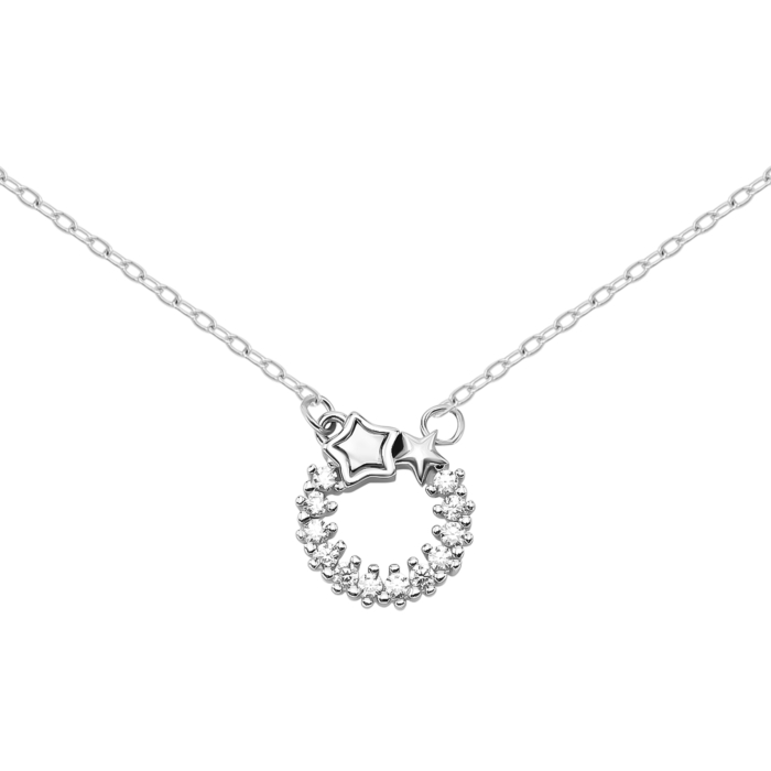 Серебряное колье с перламутром и фианитами. Артикул UG5TC05581