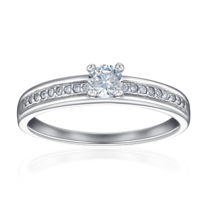 Серебряное кольцо с фианитами. Артикул A01069-R/12/1