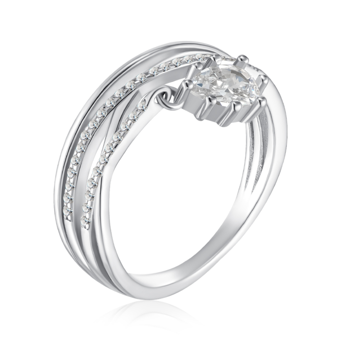 Срібна каблучка з фіанітами. Артикул A02456-R/12/1