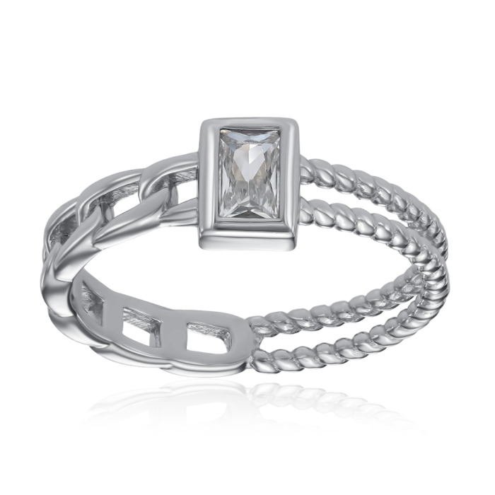 Серебряное кольцо с фианитом. Артикул A03542-R/12/1