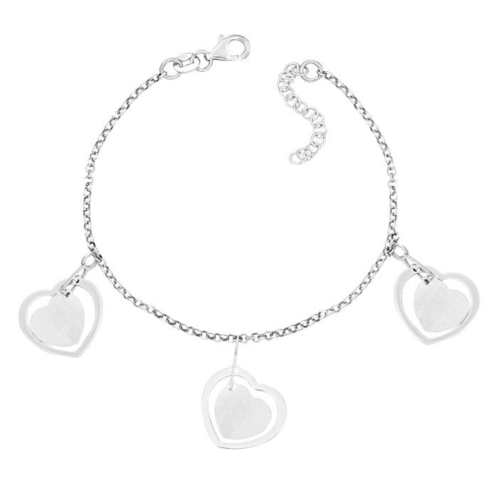 Срібний браслет з сердечками AA248_BR-B/12