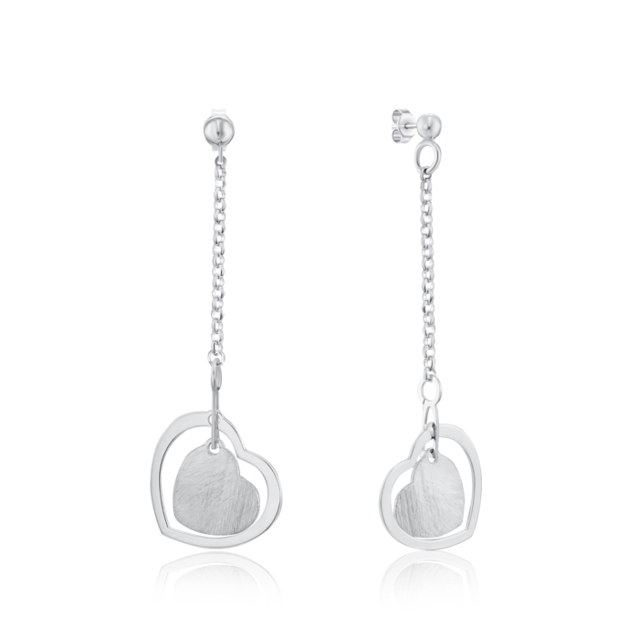 Срібні сережки-підвіски з сердечками AA248_OR-E/12