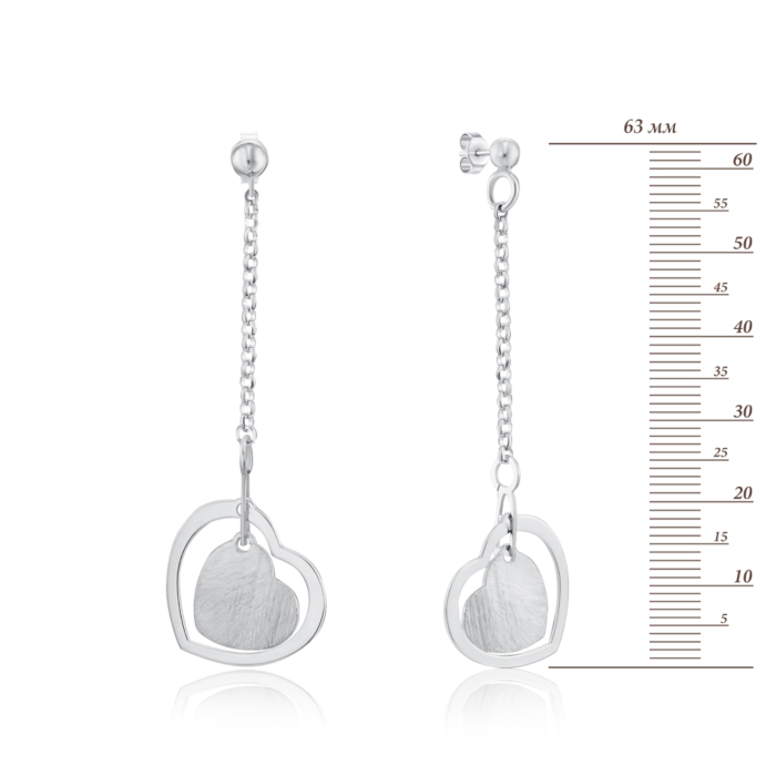 Срібні сережки-підвіски з сердечками AA248_OR-E/12