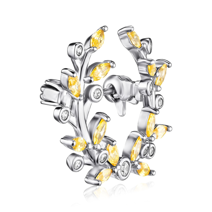 Срібна брошка з фіанітами. Артикул AB00147A-SH/12/2954