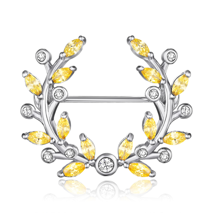 Срібна брошка з фіанітами. Артикул AB00147A-SH/12/2954