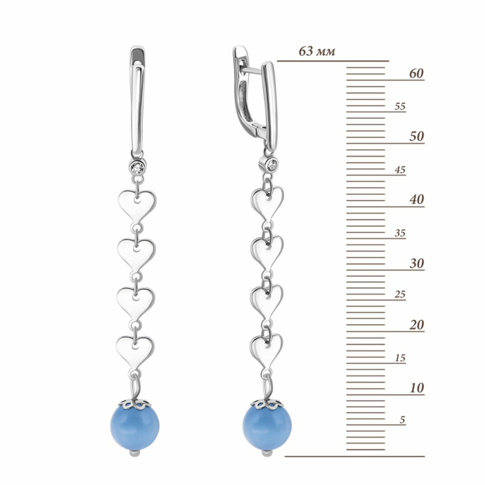 Срібні сережки-підвіски з фіанітом. Артикул UG5AE00006