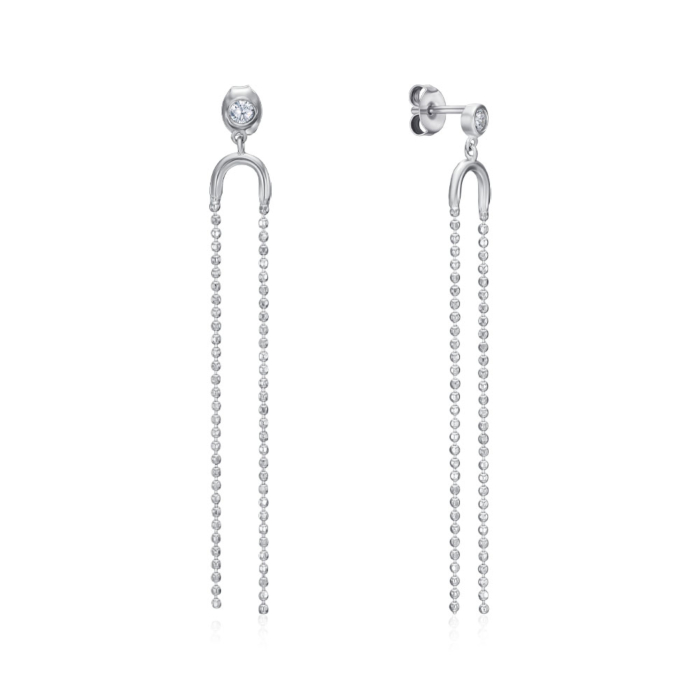 Серебряные серьги с фианитом. Артикул AE00047-E/12/1