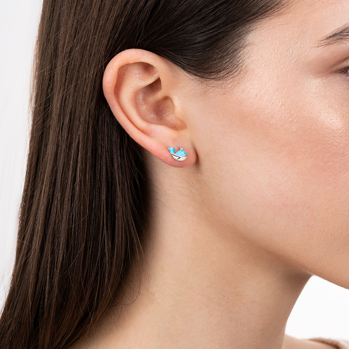 Срібні сережки з емаллю. Артикул AE00498-E/12/1450