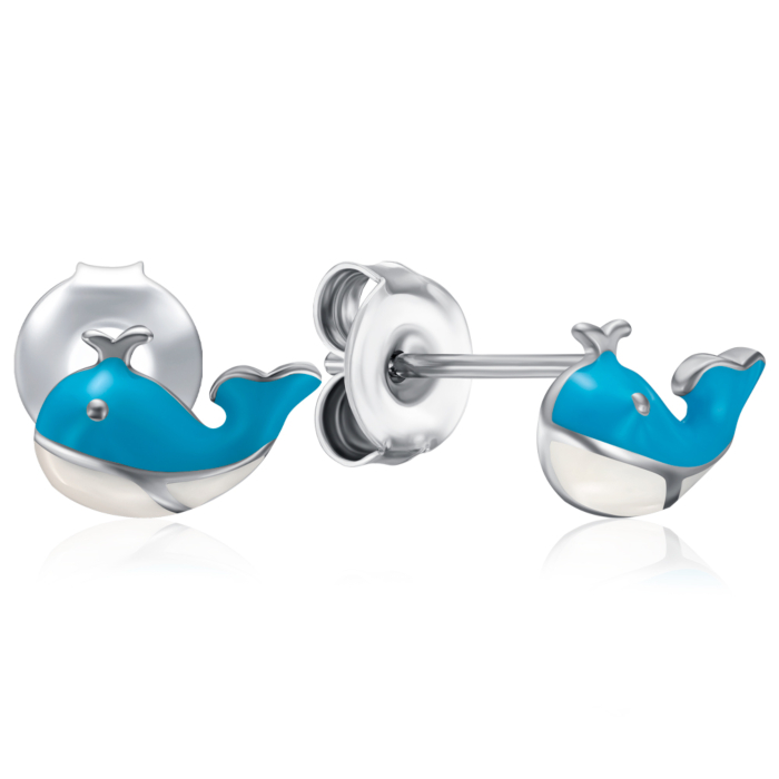 Срібні сережки з емаллю. Артикул AE00498-E/12/1450