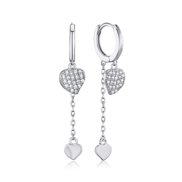 Срібні сережки з фіанітами AE03030-E/12/1