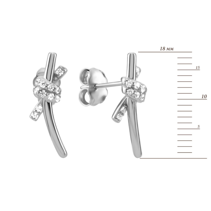 Серебряные пусеты с фианитами. Артикул UG5AE03066