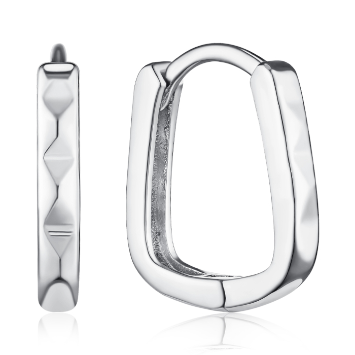 Срібні сережки-конго без вставки. Артикул AE03294-E/12