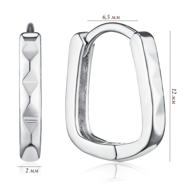 Срібні сережки-конго без вставки. Артикул AE03294-E/12