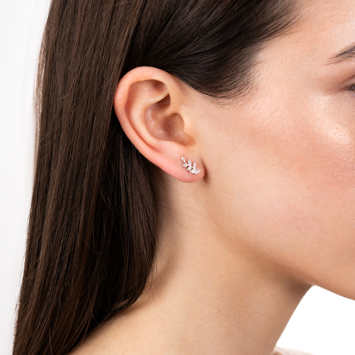 Срібні сережки з фіанітами. Артикул AE03432-E/12/1