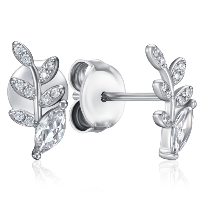 Срібні сережки з фіанітами. Артикул AE03432-E/12/1