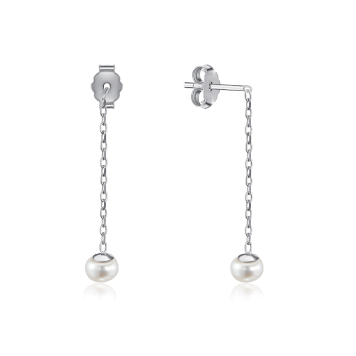 Срібні сережки з перлами. Артикул AL110010-1-S-W-WH-E/12/21012