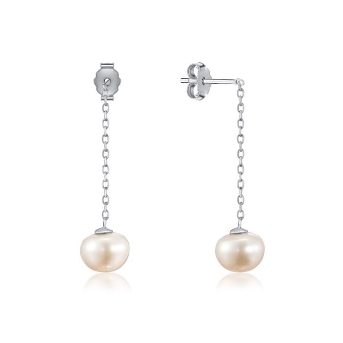 Срібні сережки з перлами. Артикул AL110010-S-W-PO-E/12/4989