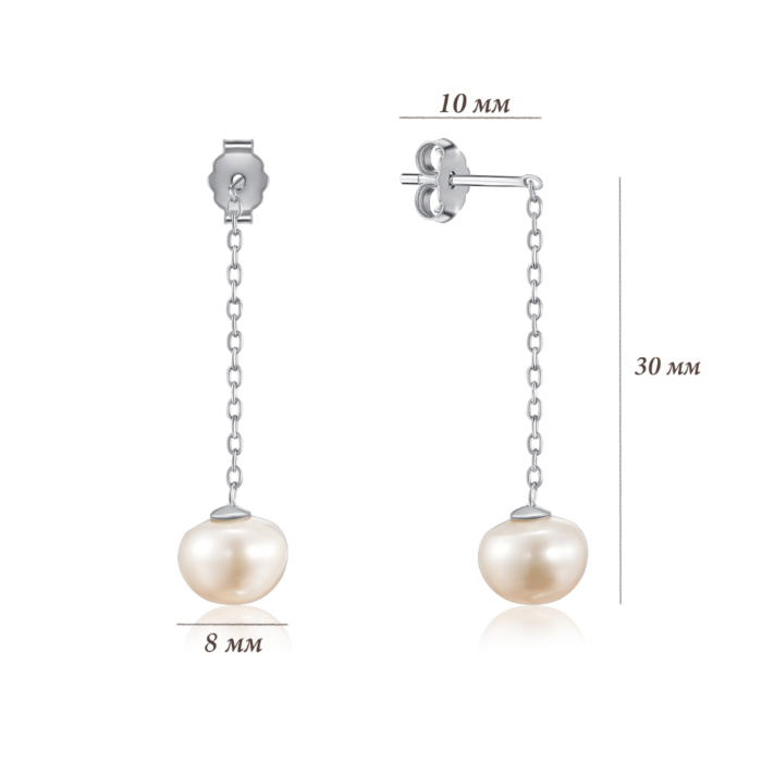 Срібні сережки з перлами. Артикул AL110010-S-W-PO-E/12/4989