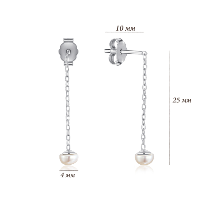 Срібні сережки з перлами. Артикул AL110010-S-W-PO-E/12/4990