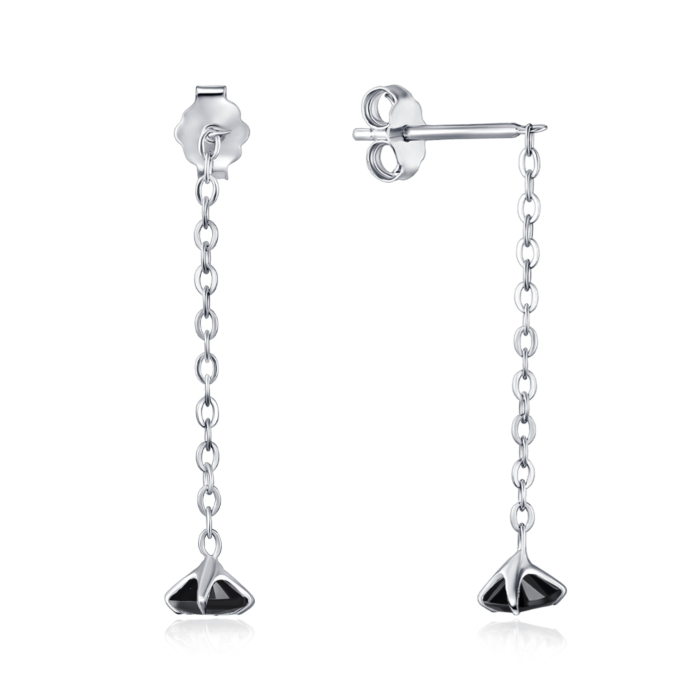 Серебряные серьги. Артикул AL110011-S-S-BK-E/12/526