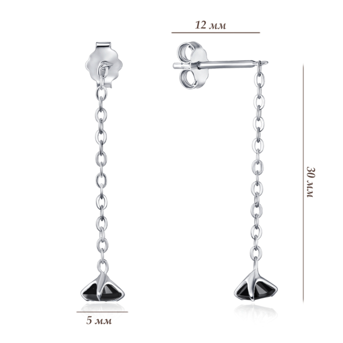 Серебряные серьги. Артикул AL110011-S-S-BK-E/12/526