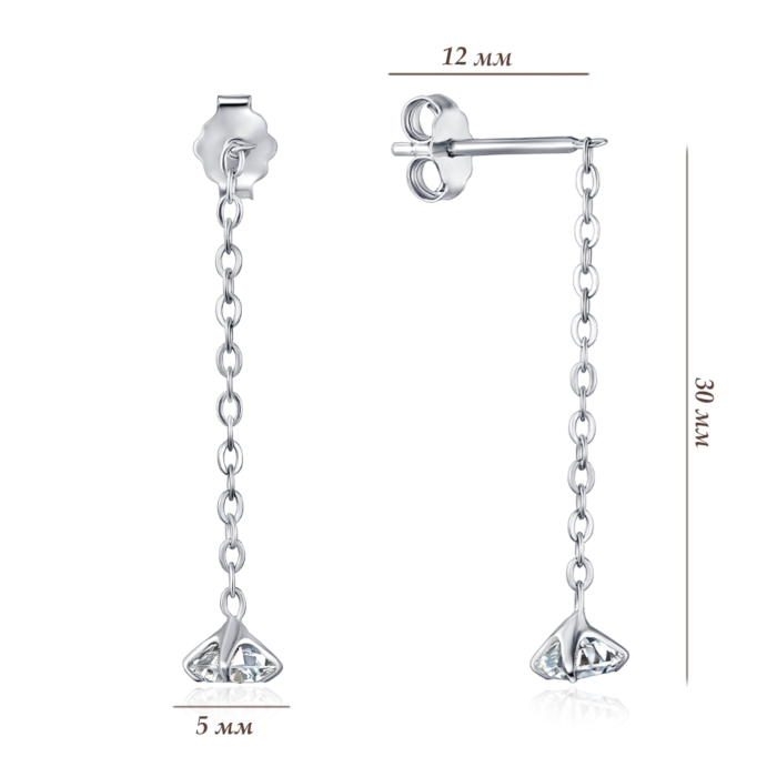 Серебряные серьги. Артикул AL110011-S-S-WH-E/12/1