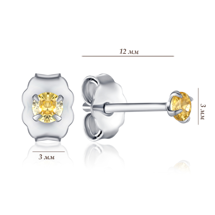 Серебряные серьги. Артикул AL1D0012-S-W-YE-E/12/1878