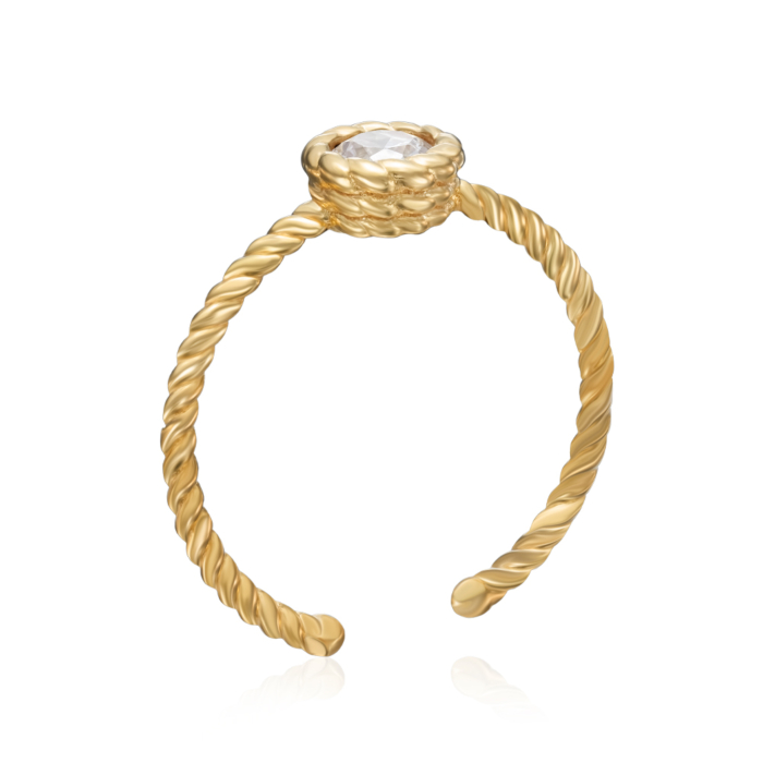 Серебряное позолоченное кольцо с фианитом. Артикул ANT 0533 G-R/20/1