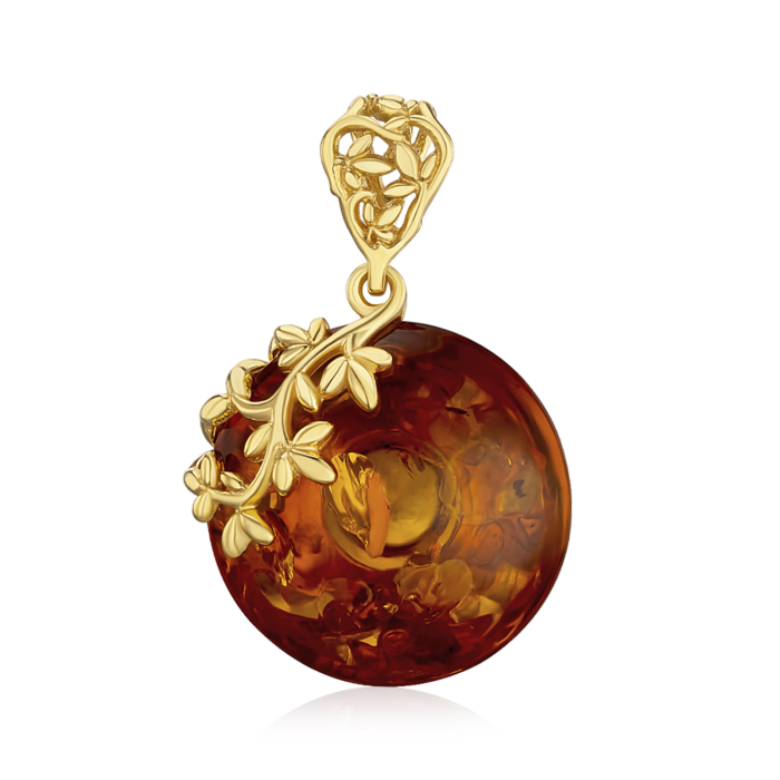 Серебряная позолоченная подвеска с янтарем AuP503C-P/20/2787