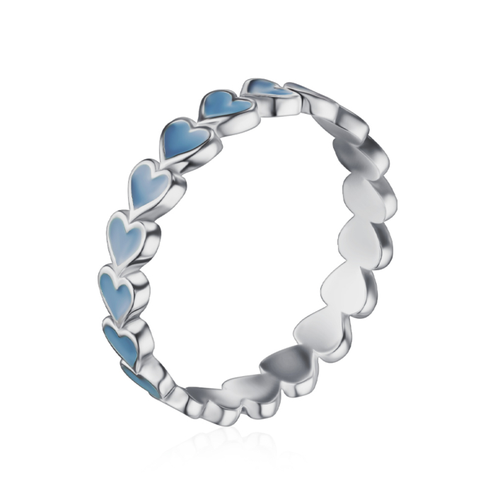Серебряное кольцо с эмалью. Артикул AY120213-S-W-BU-R/12/570