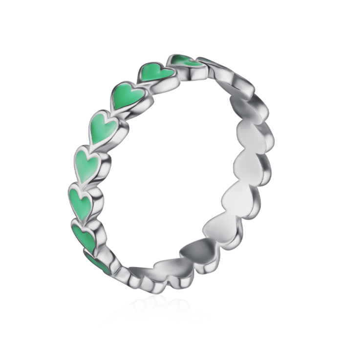 Срібна каблучка з емаллю. Артикул AY120213-S-W-GN-R/12/410