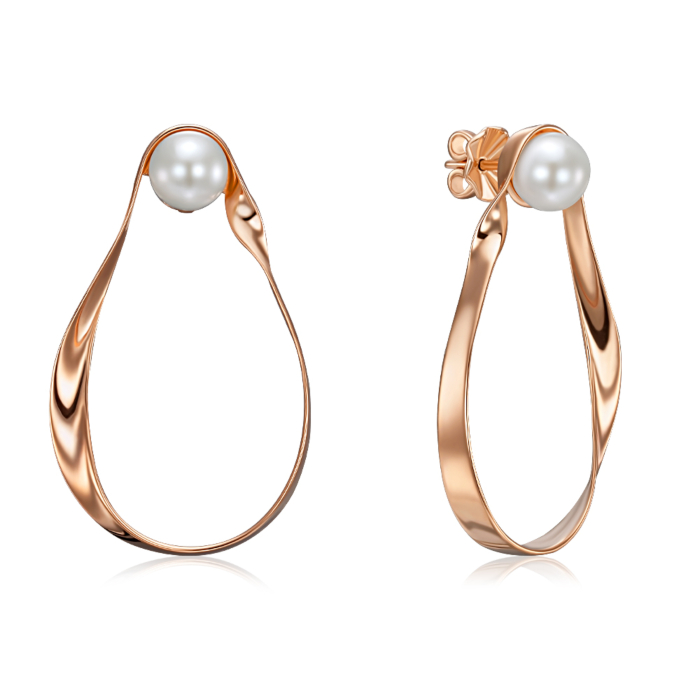 Золотые пуссеты с жемчугом. Артикул 22925/01/0/2503