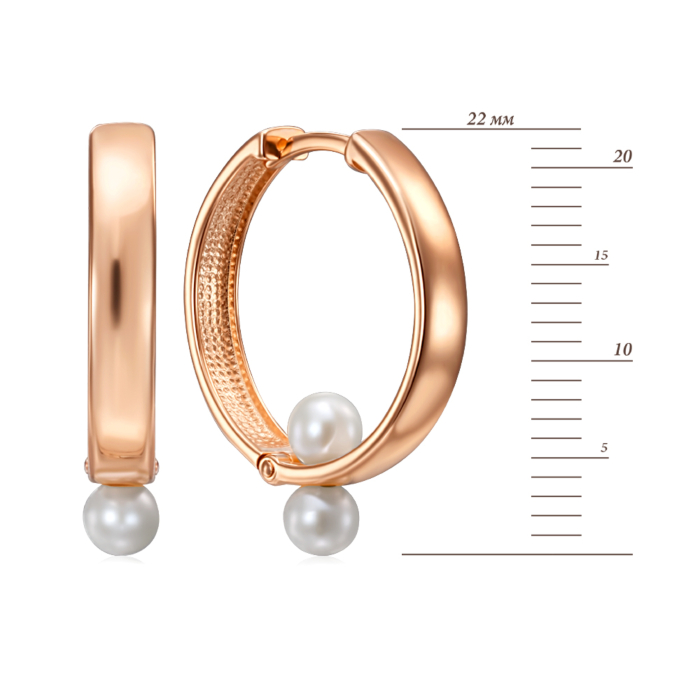 Золоті сережки-конго з перлинами. Артикул 22934/01/0/2154