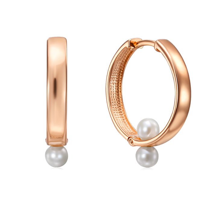 Золоті сережки-конго з перлинами. Артикул 22934/01/0/2154