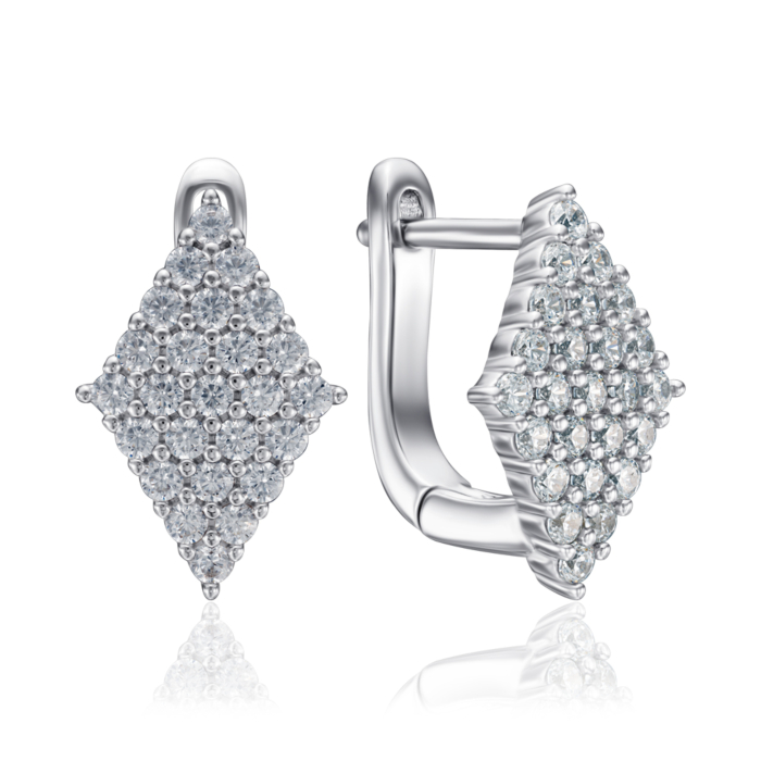 Срібні сережки з фіанітами. Артикул B00010-E/12/1