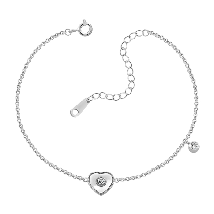 Серебряный браслет с перламутром и фианитами. Артикул UG5B000137