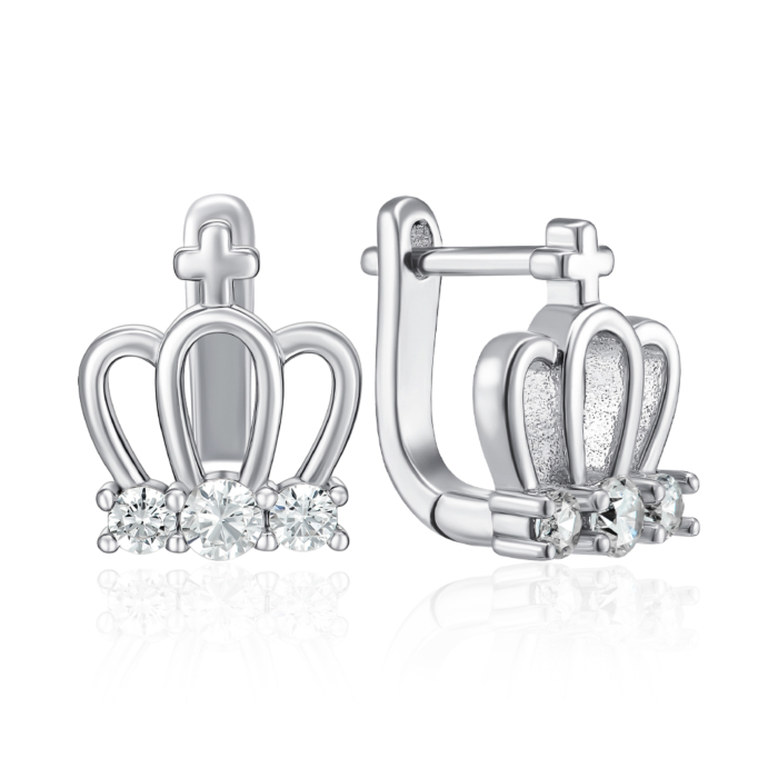 Срібні сережки з фіанітами. Артикул B00016-E/12/1