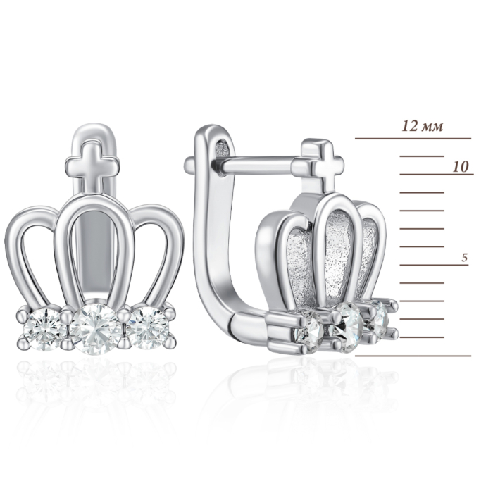 Срібні сережки з фіанітами. Артикул B00016-E/12/1
