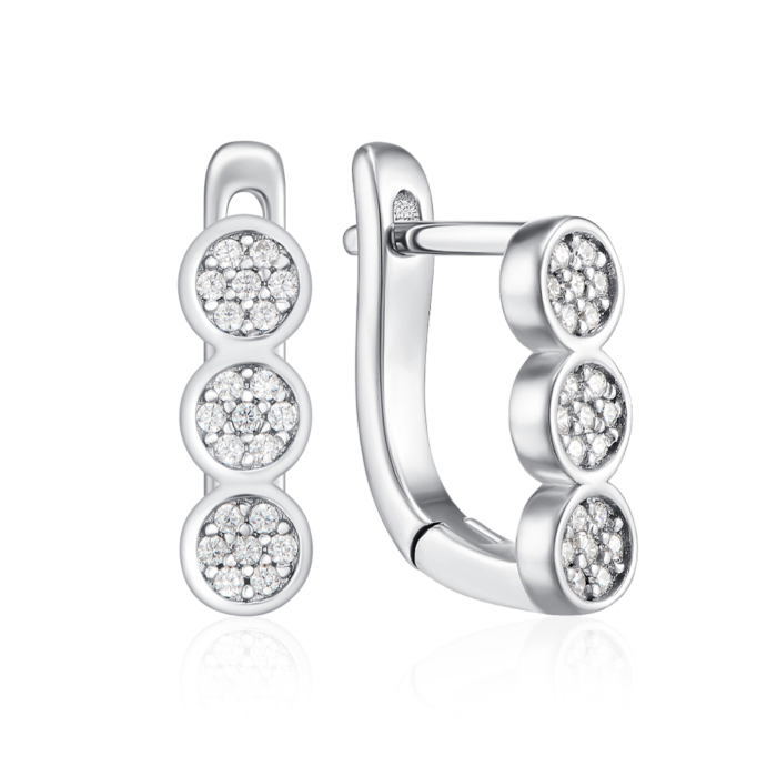 Срібні сережки з фіанітами. Артикул B00019-E/12/1