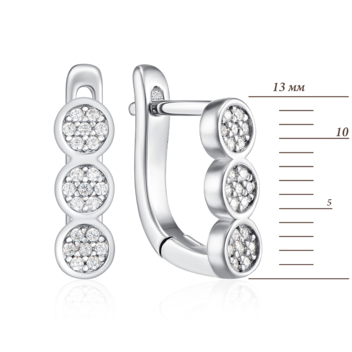 Срібні сережки з фіанітами. Артикул B00019-E/12/1