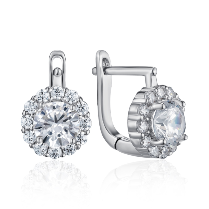 Срібні сережки з фіанітами. Артикул B00027-E/12/1