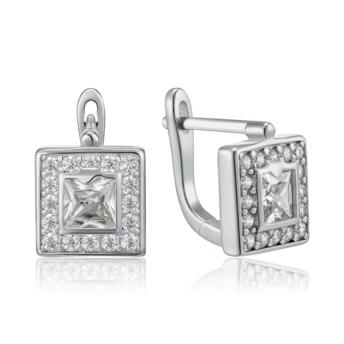 Серебряные серьги с фианитами. Артикул B00029-E/12/1