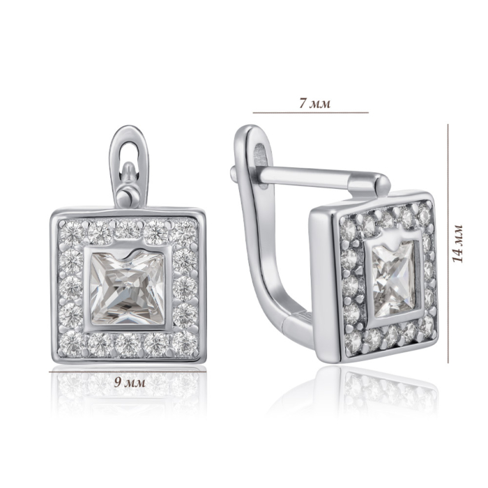 Серебряные серьги с фианитами. Артикул B00029-E/12/1